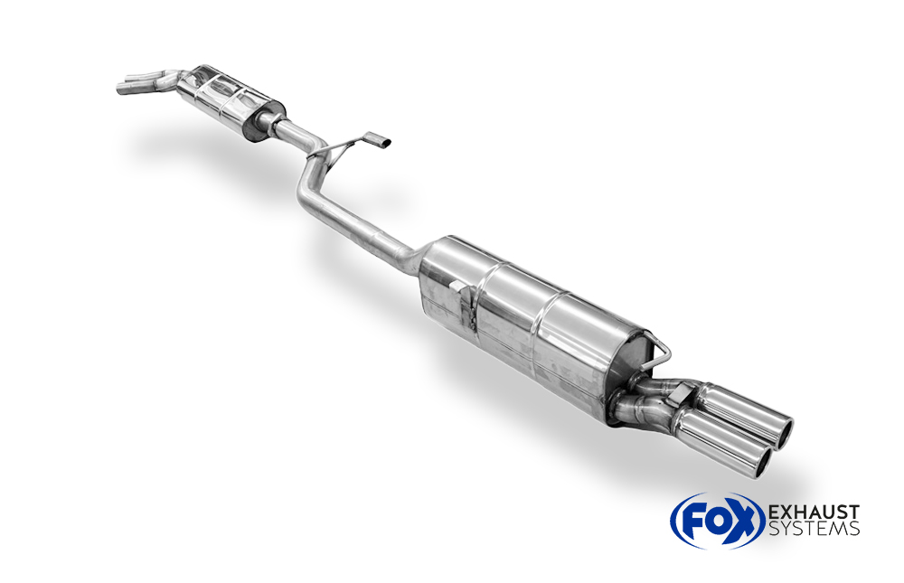 Fox Sportuitlaat BMW E28 520i zonder katalysator, voor- en achterdemper - 2x63 Type 12 (voordemper met stekkerverbinding)
