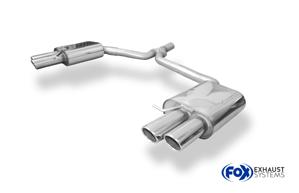 Fox Sportuitlaat Audi A5 8T Coup&eacute; + S-Line achterdemper rechts/links dubbele uitlaat incl. Y-adapter pijp &Oslash;65mm binnendiameter - 2x88x74 type 32 rechts/links