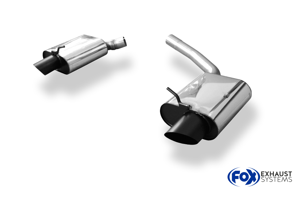 Fox Sportuitlaat Audi A5 8T Sportback Facelift met RS5-bumper, achterdemper rechts/links - met 115x85 type 38 scherpe velgen, afdekking en uitlaatpijp zwart gespoten (niet zichtbaar - blaast door de originele uitlaatpijp)