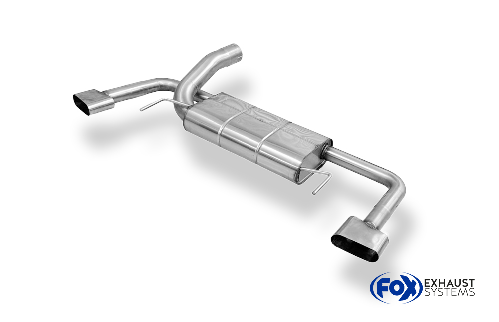 Fox Sportuitlaat Opel Astra J OPC achterdemper met rechter/linker uitlaat en verborgen uitlaatpijpen (uitlaatgassen stromen via de originele uitlaatpijpen)