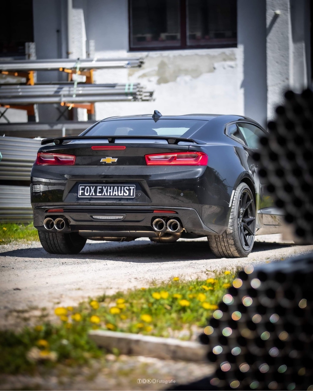 Fox Sportuitlaat Chevrolet Camaro - A1XC dwarsgeplaatste achterdemper, uitlaat rechts/links met 2 uitlaatkleppen - 2x100 Type 25 rechts/links
