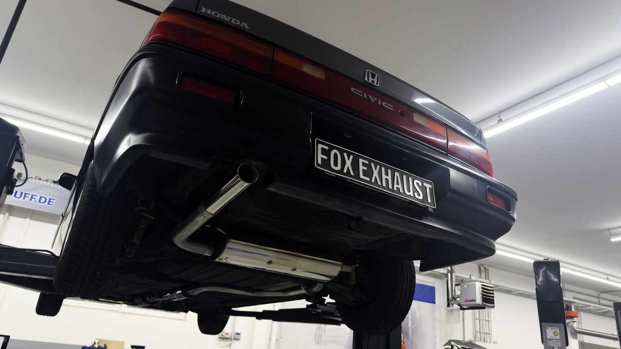 Fox Sportuitlaat Honda Civic 4 - ED3 Achterdemper dwars en voordemper - 1x63 Type 10 links