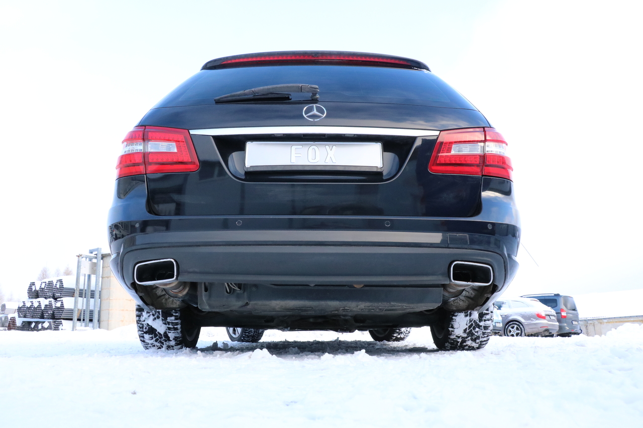 Fox Sportuitlaat Mercedes E-Klasse 212 met AMG-pakket, achterdemper rechts/links voor voertuigen met originele uitlaatpijpen - uitlaat in de originele uitlaatpijp