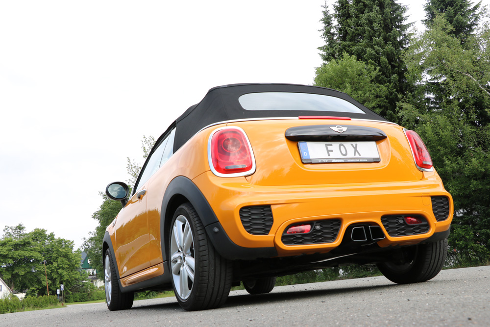 Fox Sportuitlaat Mini Cooper S - F56 & F57 Achterdemper, middenuitlaat - 2x95x78 Type 68 Zwart
