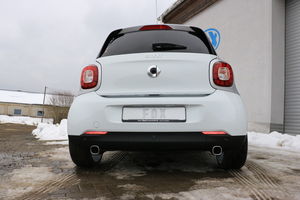 Fox Sportuitlaat Smart Forfour 453 achterdemper, dwarsuitlaat rechts/links, inclusief flexibel stuk - 78x75 type 70 rechts/links