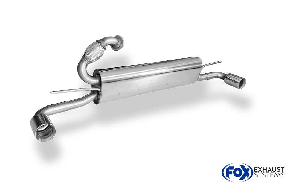Fox Sportuitlaat Smart Fortwo Coup&eacute; 451 achterdemper, dwarsuitlaat rechts/links, inclusief flexibel stuk - 1x70 type 24 rechts/links