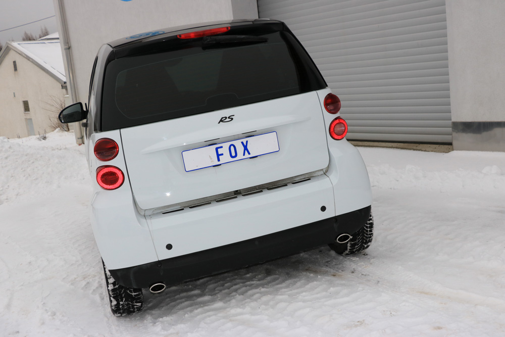 Fox Sportuitlaat Smart Fortwo Coup&eacute; 451 achterdemper, dwarsuitlaat rechts/links, inclusief flexibel stuk - 86x54 type 32 rechts/links