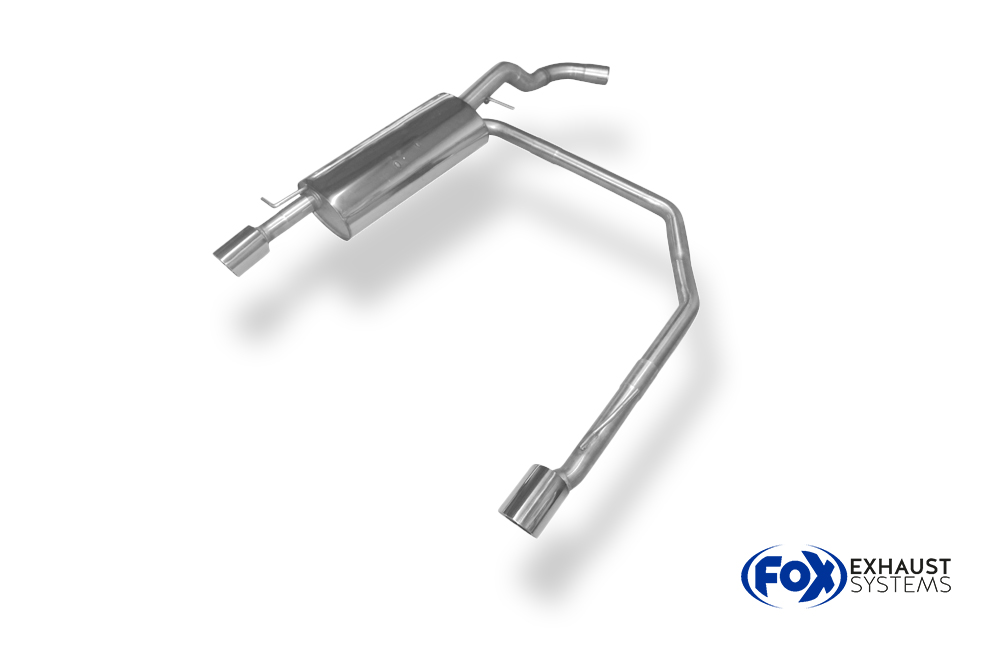 Fox Sportuitlaat VW Golf MK4 achterdemper, rechter/linker uitlaat &Oslash;63,5 mm - 1x90 type 25 rechts/links R32 design