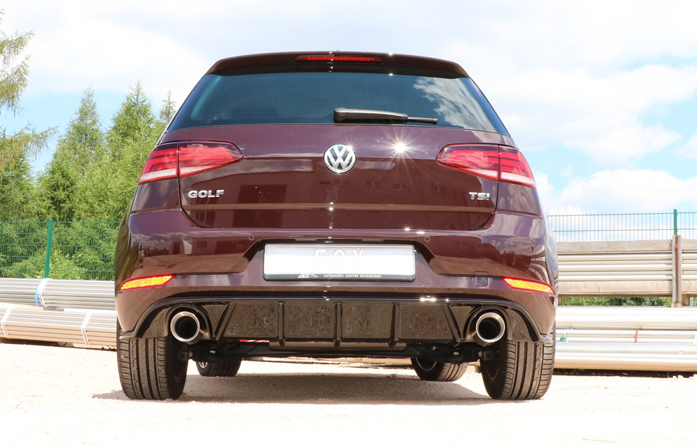Fox Sportuitlaat VW Golf MK7 Facelift onafhankelijke wielophanging - zwarte inzet, achterdemper rechts/links - 1x100 type 25 rechts/links incl. achterste inzetstuk zwart gespoten
