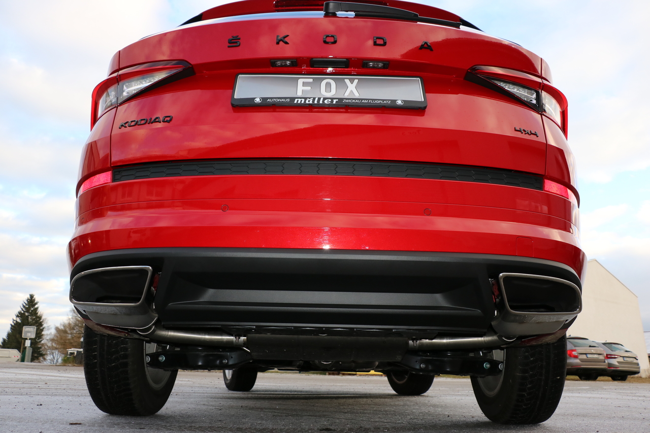 Fox Sportuitlaat Skoda Kodiaq 4x4 met RS-look, achterdemper, uitlaat links/rechts.