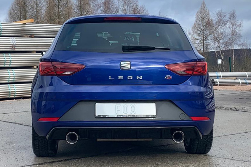 Fox Sportuitlaat Seat Leon 5F - Stijve achteras, achterdemper, uitlaat rechts/links - 1x100 type 25 rechts/links voor Rieger bumper