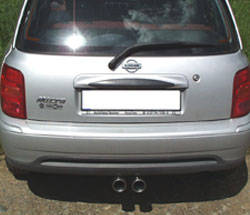 Fox Sportuitlaat Nissan Micra K11 achterdemper, centrale uitlaat - 2x76 Type 13