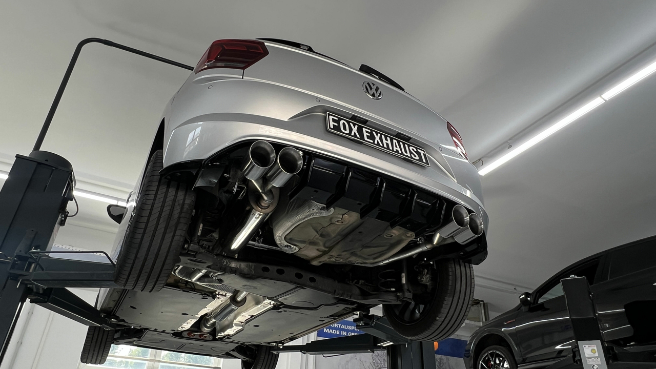 Fox Sportuitlaat VW Polo AW1 incl. facelift achterdemper, rechter/linker uitlaat met korte aansluiting - 2x100 type 25 rechts/links