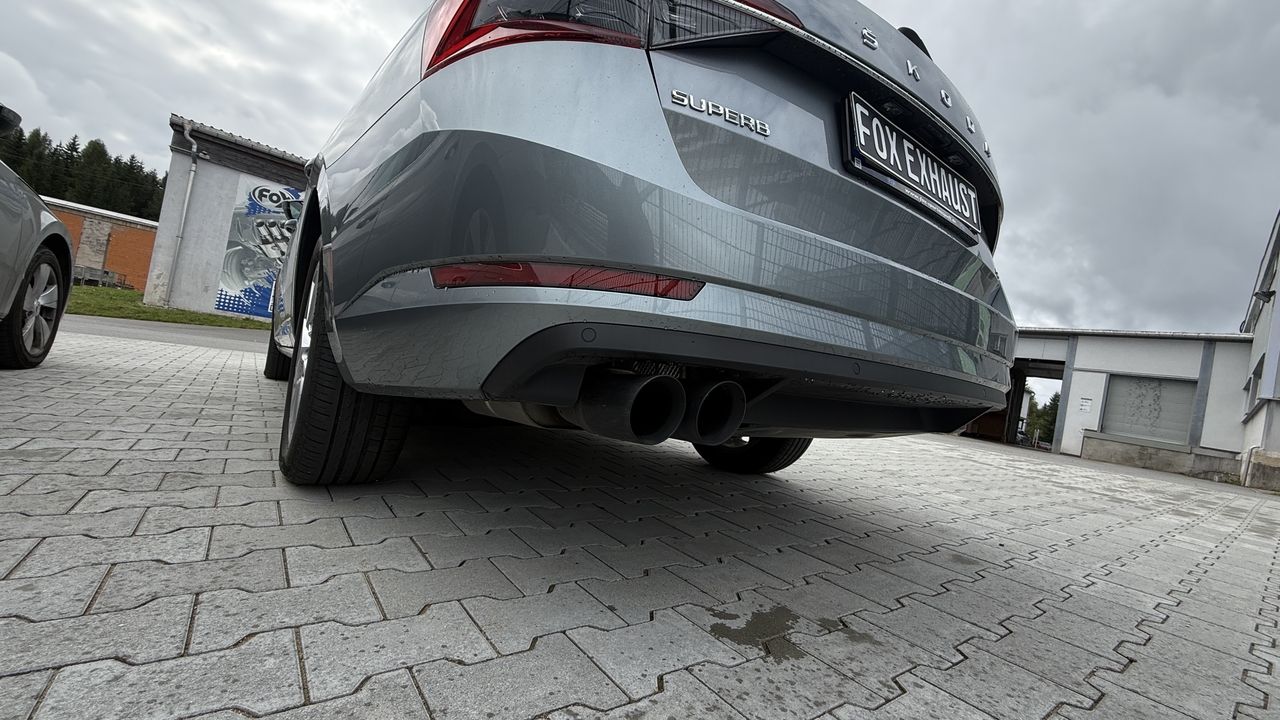 Fox Sportuitlaat Skoda Superb 3V 4x4 (3T) Achterdemper - 2x90 Type 25 zwart mat keramisch gecoat