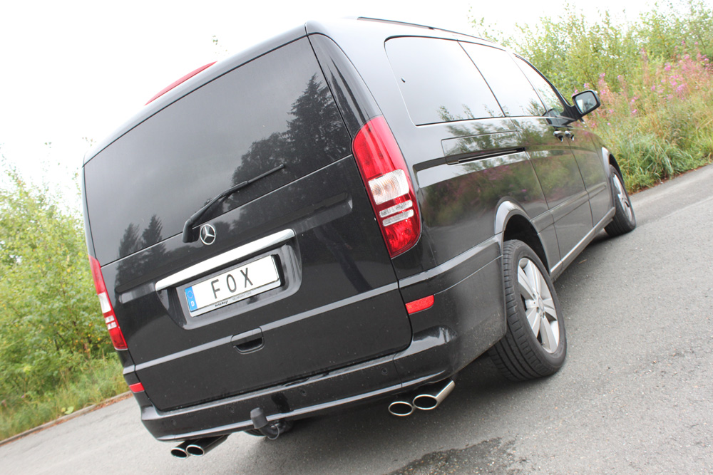 Fox Sportuitlaat Mercedes Vito/Viano - W639 Compacte achterdemper met dwarsuitgang rechts/links incl. verbindingspijp - 2x115x85 Type 32 rechts/links