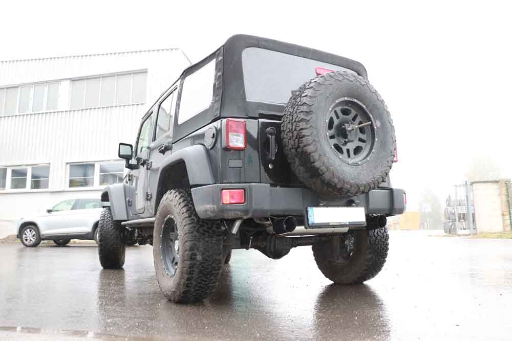 Fox Sportuitlaat Jeep Wrangler III - JK Achterdemper Dwarsuitgang Rechts/Links - 1x100 Type 25 Rechts/Links Matzwart Keramisch Gecoat