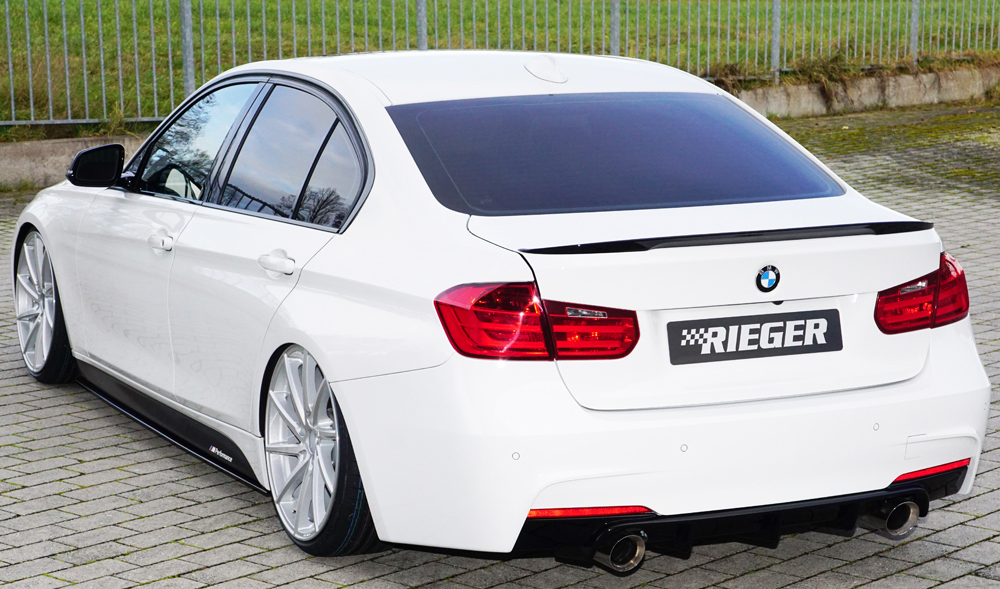 Fox Sportuitlaat Rieger achterdiffuser-inzetstuk - BMW F30/F31 met M-pakket achterbumper, ABS, hoogglans zwart - niet voor modellen met trekhaak