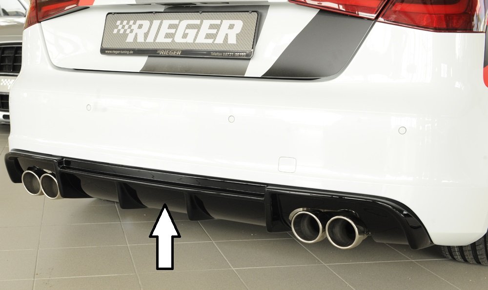Fox Sportuitlaat Audi A3 8V Sedan Facelift Rieger Achterinzetstuk ABS Glanzend Zwart
