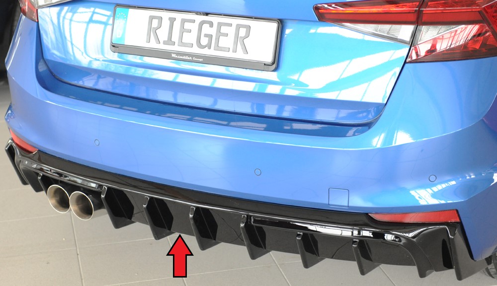 Fox Sportuitlaat Skoda Fabia PJ - Rieger achterdiffuser-inzetstuk ABS glanzend voor sportieve uitlaatpijpen links, (2x90mm &Oslash;), ABS, voor voertuigen zonder trekhaak, incl. montagemateriaal, certificaat