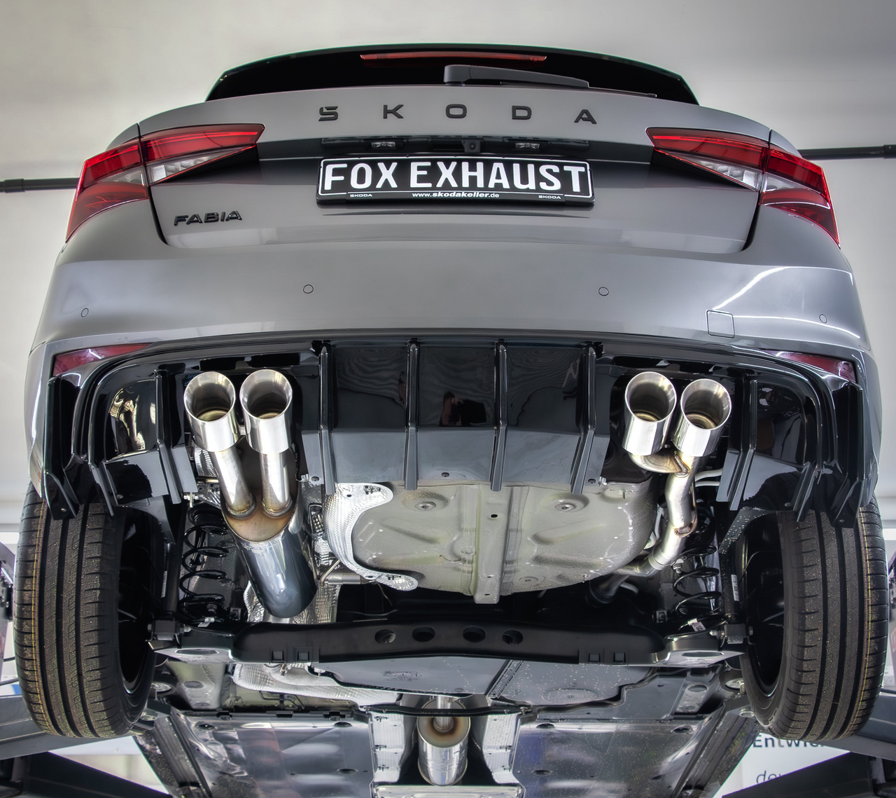 Fox Sportuitlaat Skoda Fabia PJ achterdemper, rechter/linker uitgang - 2x90 type 25 rechts/links
