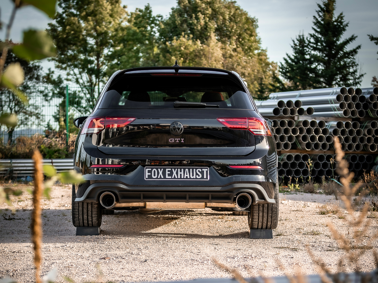 Fox Sportuitlaat VW Golf 8 GTI uitlaatdemper voor en achter, rechter/linker uitlaat 80 mm - 1x125 mm type 25 rechts/links