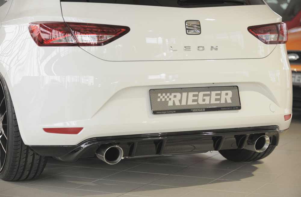 Fox Sportuitlaat Rieger achterdiffuser - Seat Leon 5F pre-facelift Seat Leon FR (5F): 10.12-12.16 (tot facelift) | 3-deurs (SC), 5-deurs