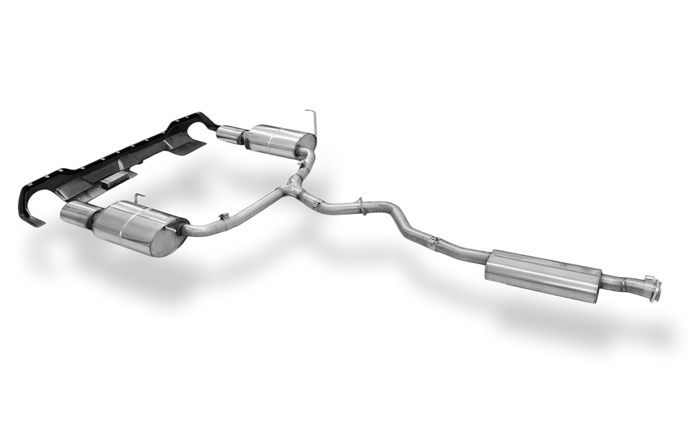 Fox Sportuitlaat Subaru Outback BT met achterdiffuser in matzwart, onbewerkte achterdemper (rechts/links) en voordemper - uitlaatpijpen 140x90 type 44 (rechts/links) (achterdiffuser moet nog gespoten worden)