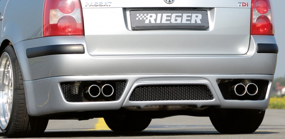 Fox Sportuitlaat Rieger achterdiffuser voor VW Passat 3BG Variant ABS, inclusief aluminium gaas, certificaat en montagemateriaal.