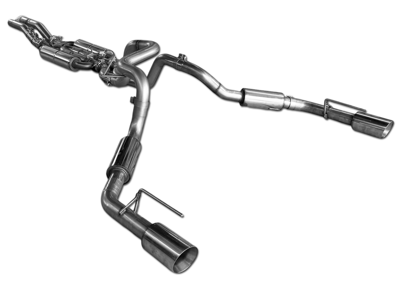 Fox Sportuitlaat Ford Raptor 2AB half uitlaatsysteem van OPF - bestaande uit 2x achterdempers, voordemper, 2x uitlaatkleppen en uitlaatpijpen die naar rechts/links uitkomen - 2x 100 type 25 rechts/links